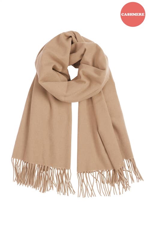 Khaki Cashmere Fringe Wrap Long Scarf