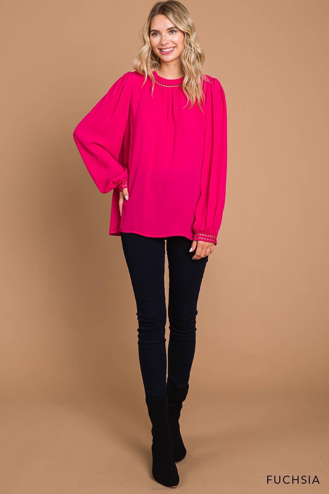 Fuchsia Soft Ladder Trim Detailed Top