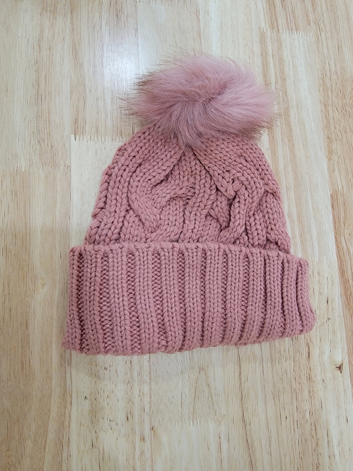 Cable Knit Pom Beanie Hat