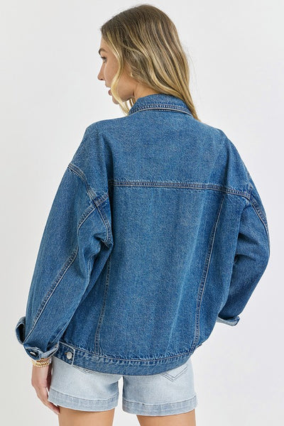 Dark Wash Oversized Denim Jacket - Risen Jeans