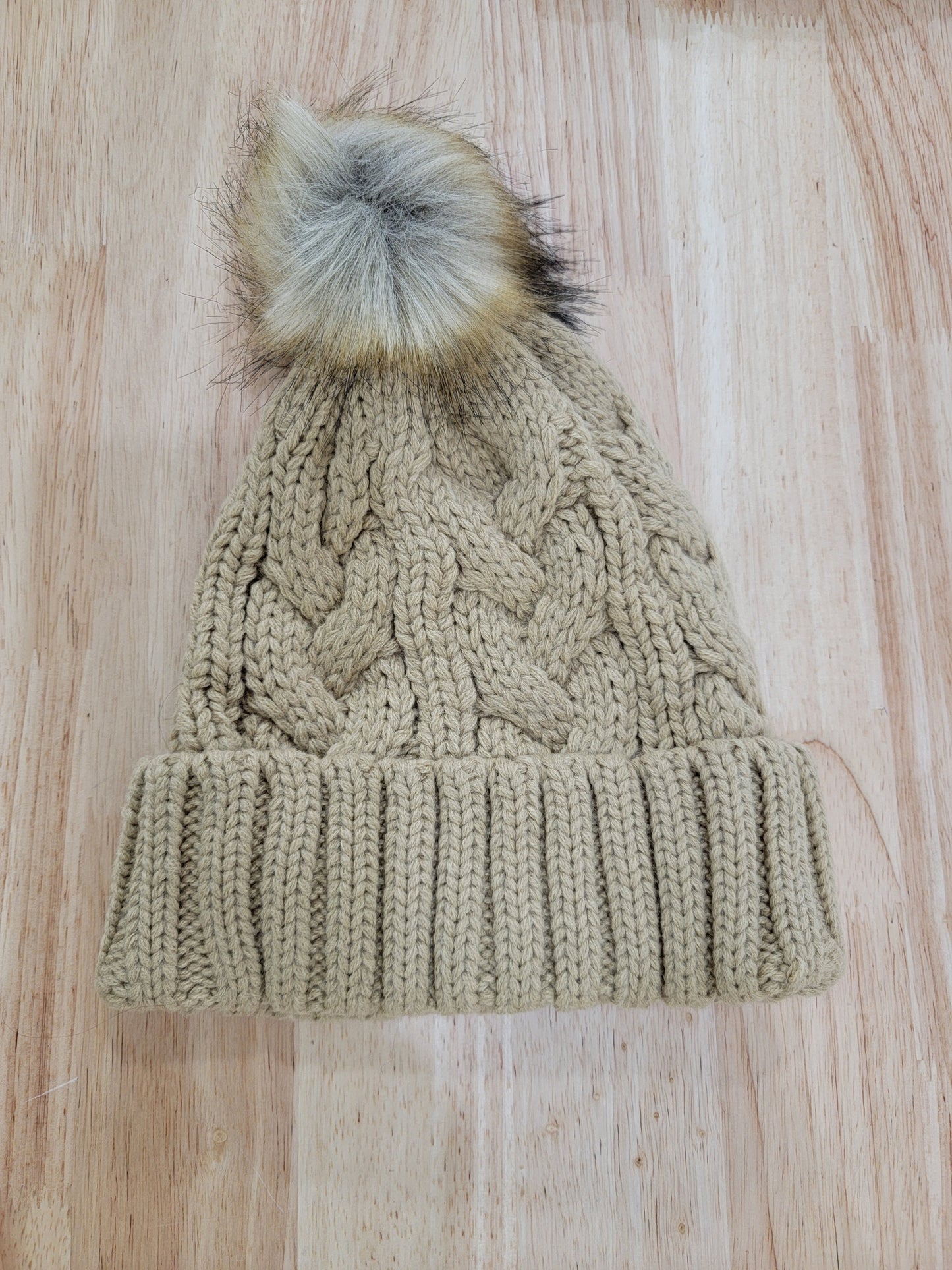 Cable Knit Pom Beanie Hat