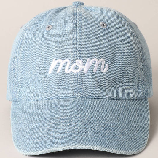 "Mom" Embroidered Baseball Cap - Matches "Mini" Cap