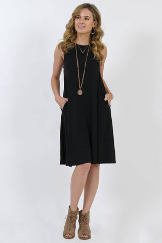 Black Signature Side Pocket Sleeveless Dress