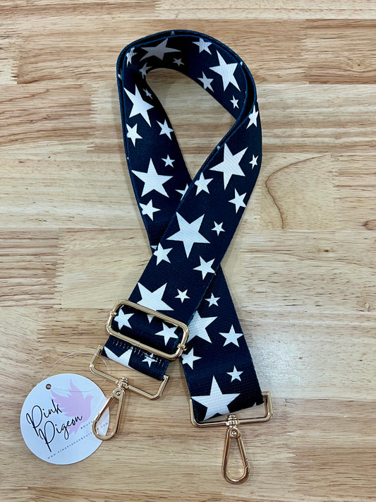 Navy with White Stars Crossbody Guitar Strap