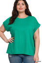 Cotton Modal Slub Rolled Sleeve Tee (Plus Size Exclusive!) Available in 3 Colors!