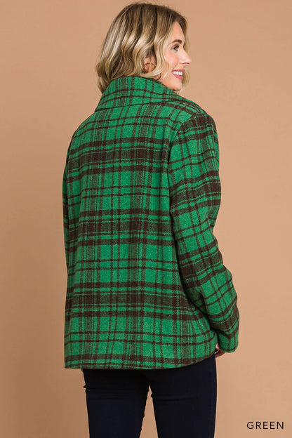 Green Plaid Warm & Cozy Fully Lined Coat