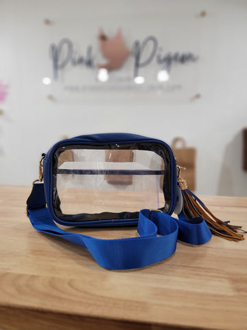 Blue Stadium Approved Clear Pu Crossbody Camera Bag