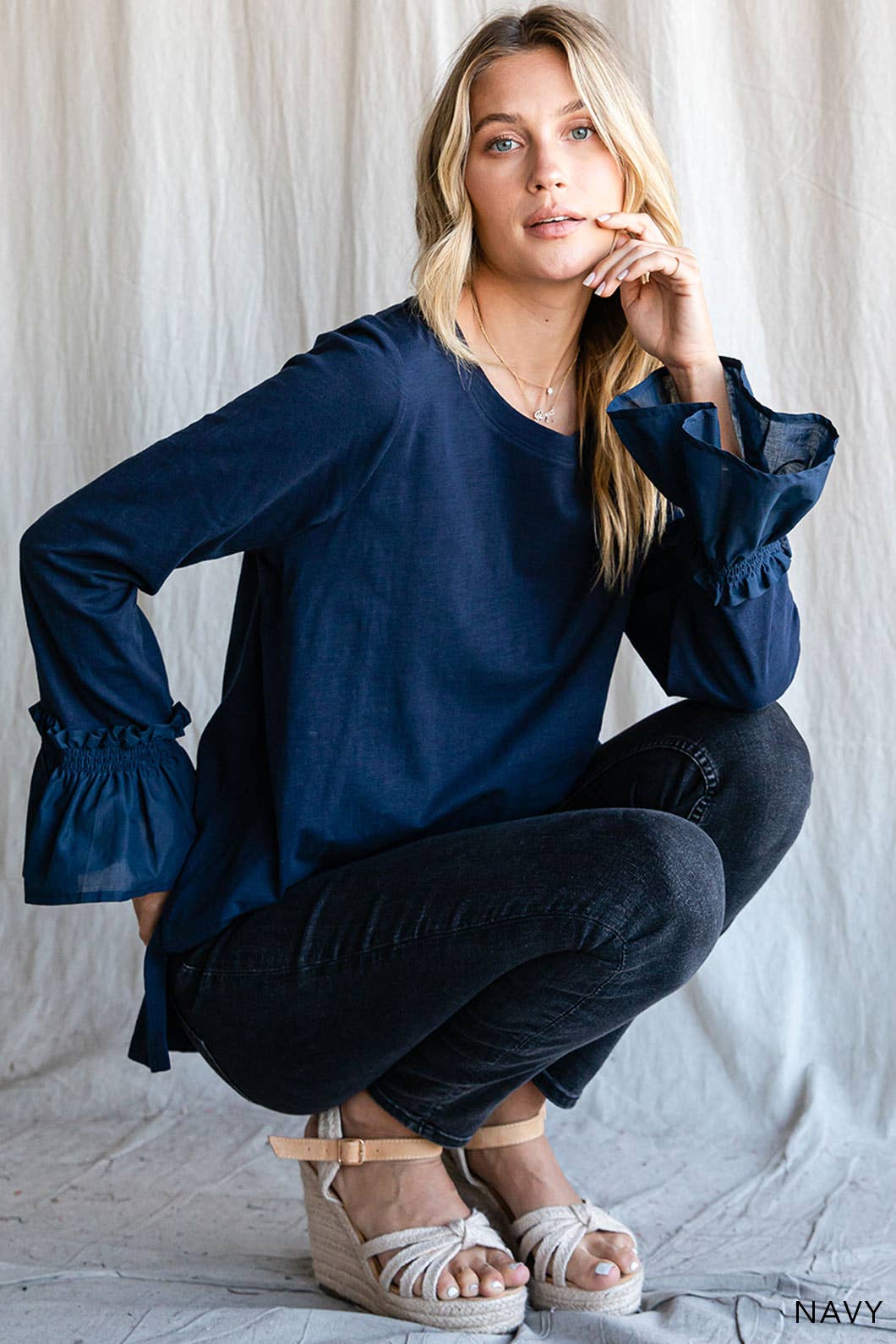 Navy Washed Cotton Tunic