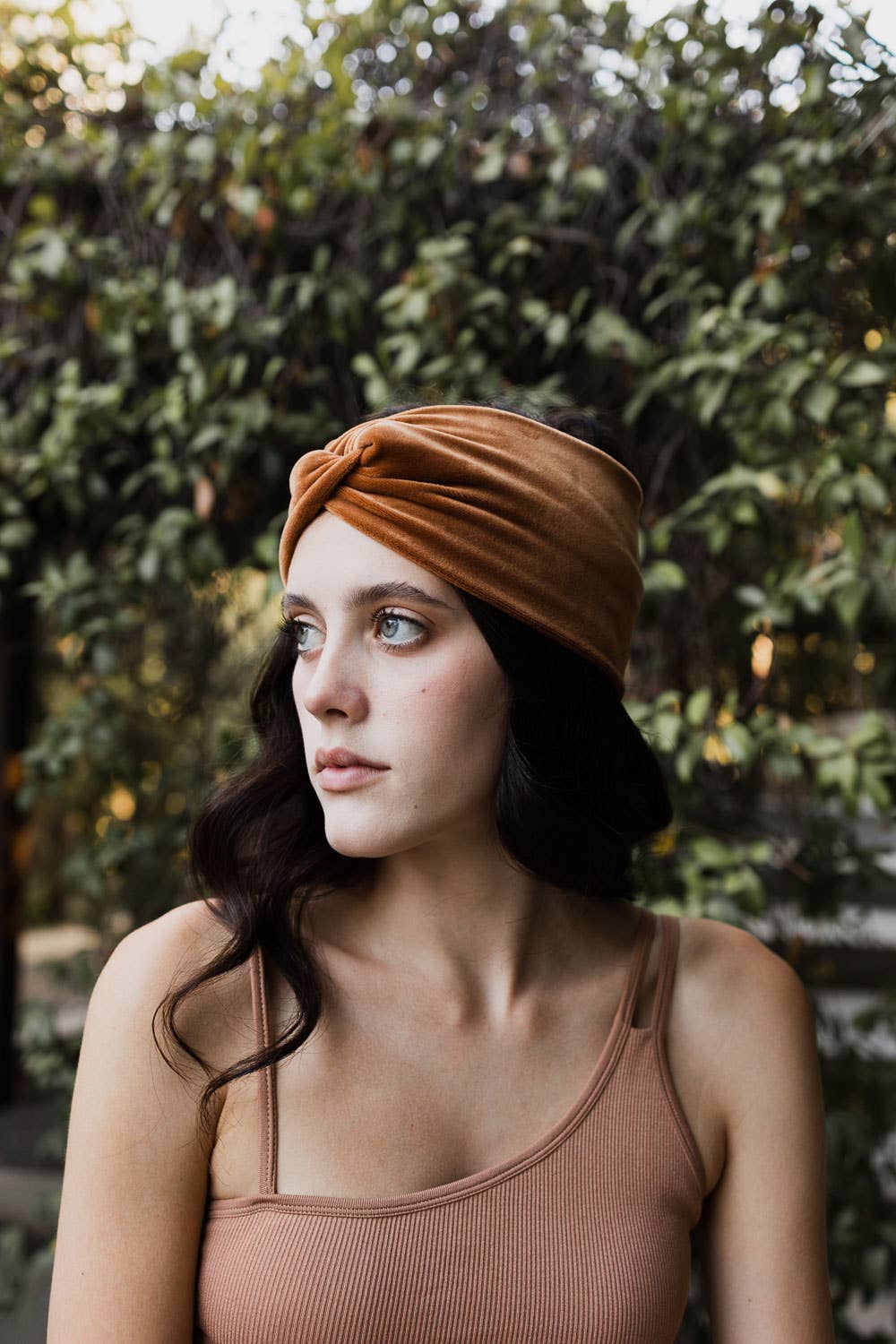 Super Soft Twisted Velvet Headbands: Chestnut