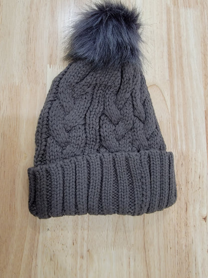 Cable Knit Pom Beanie Hat