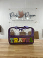 Purple Travel Chenille Letter Toiletries Bag