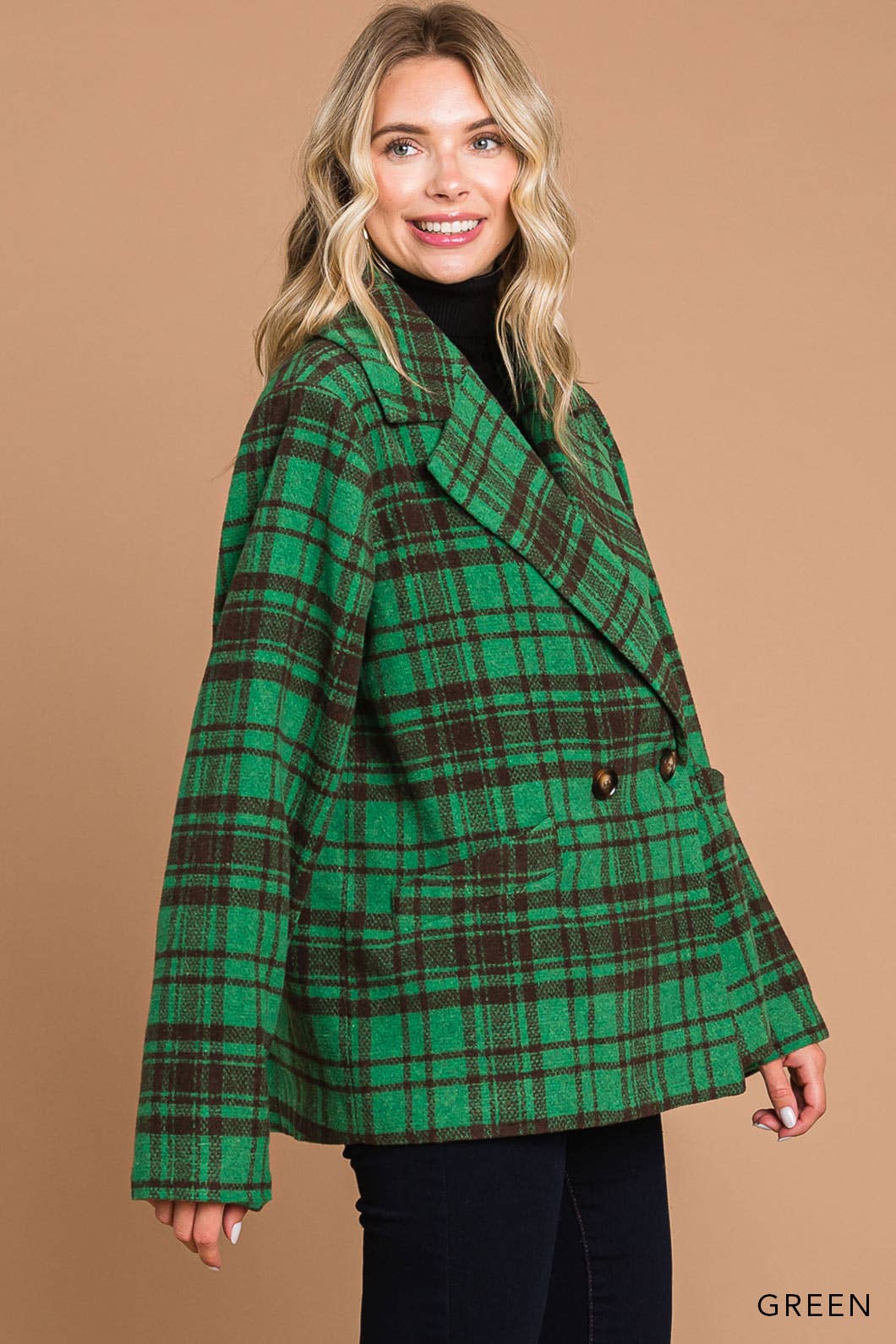 Green Plaid Warm & Cozy Fully Lined Coat