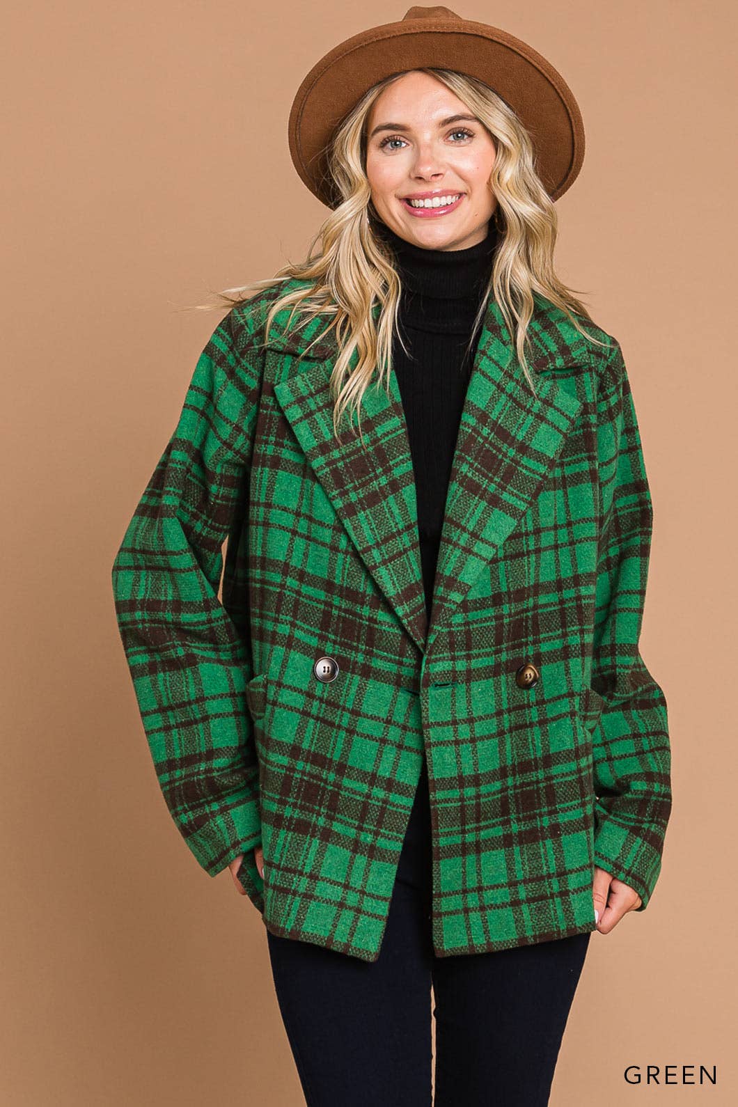 Green Plaid Warm & Cozy Fully Lined Coat