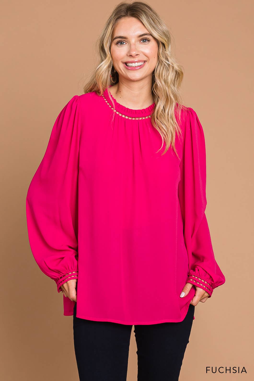 Fuchsia Soft Ladder Trim Detailed Top