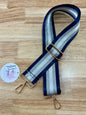 Navy with Silver and White Vertical Stripe Crossbody Guitar Strap