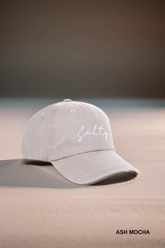 "Salty" Emboridered Vingtage Washed Cotton Baseball Cap