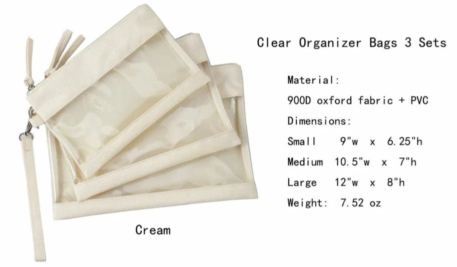 Set of 3 Clear Organizer Bags