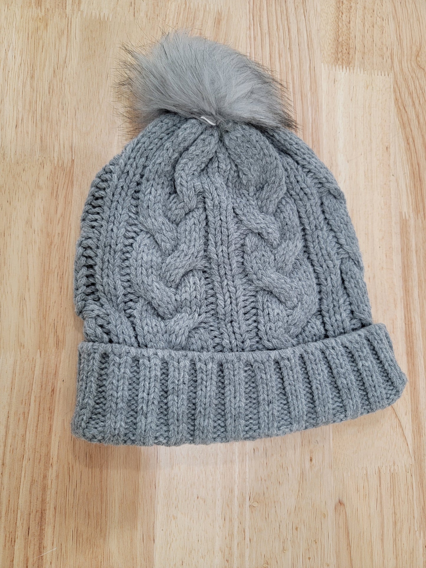 Cable Knit Pom Beanie Hat