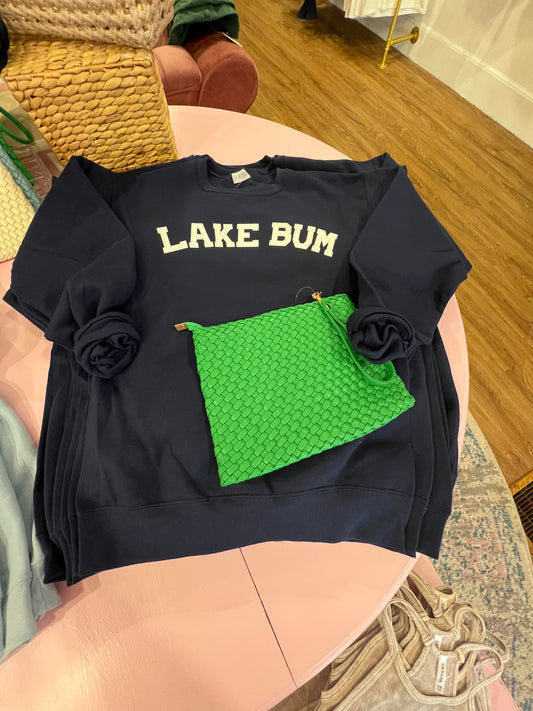 Navy "Lake Bum" Crewneck Sweatshirt