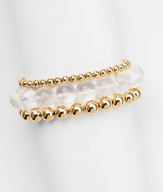 3 Row Acrylic & Metal Ball Bracelet