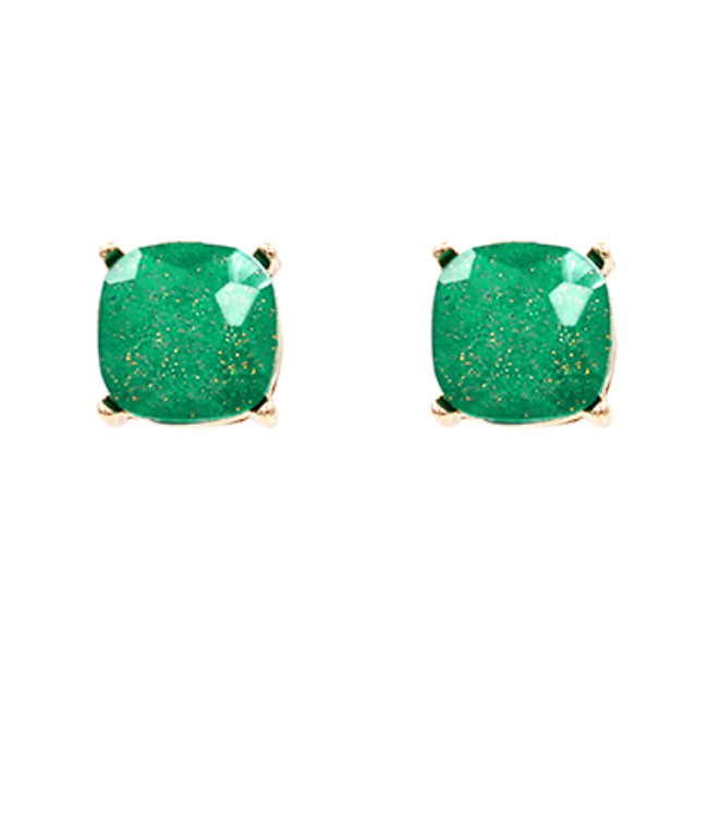 Glitter Glass Stud Earrings (7 Colors Available)