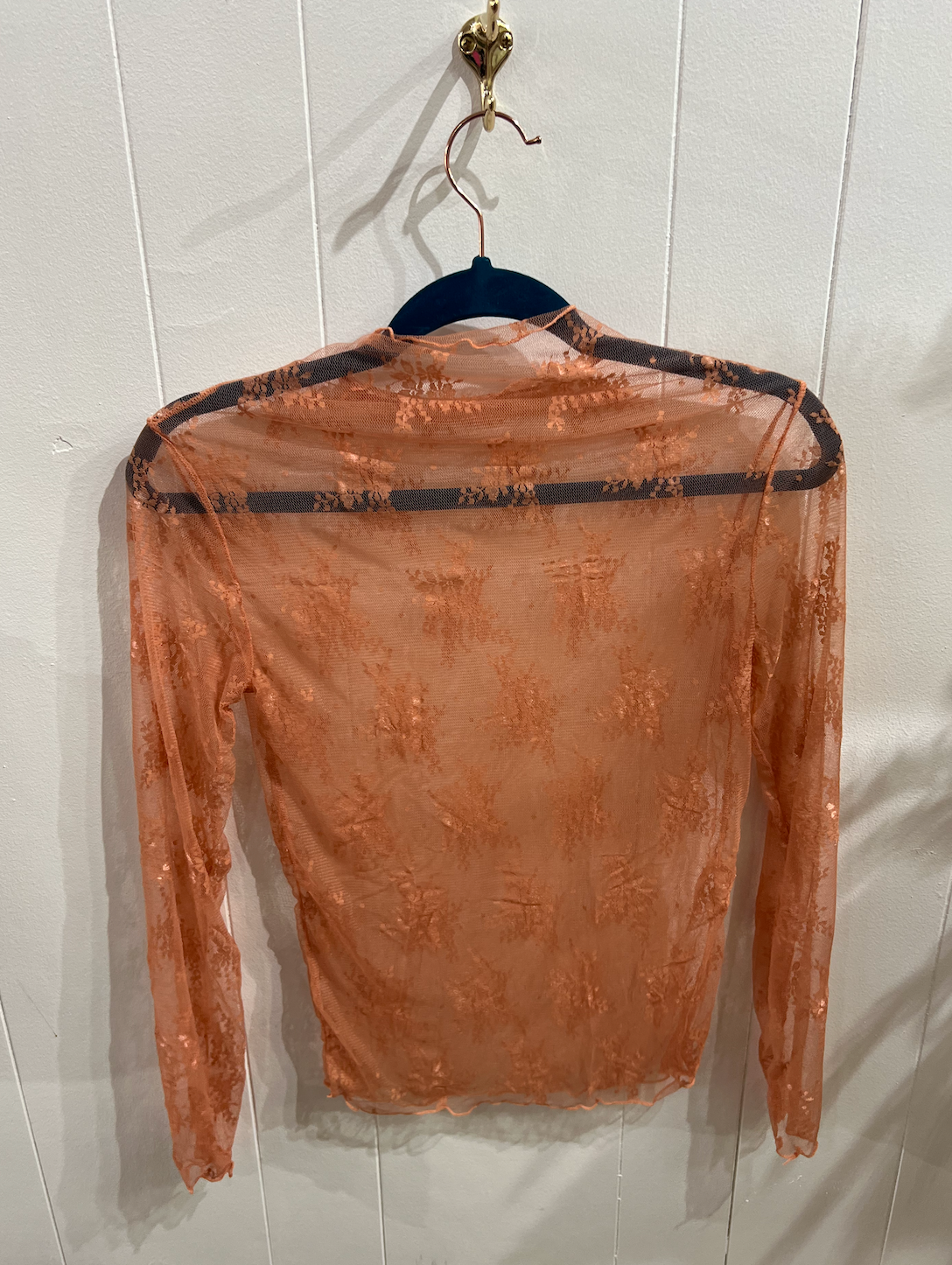 Rust Long Sleeve Lace Layering Top