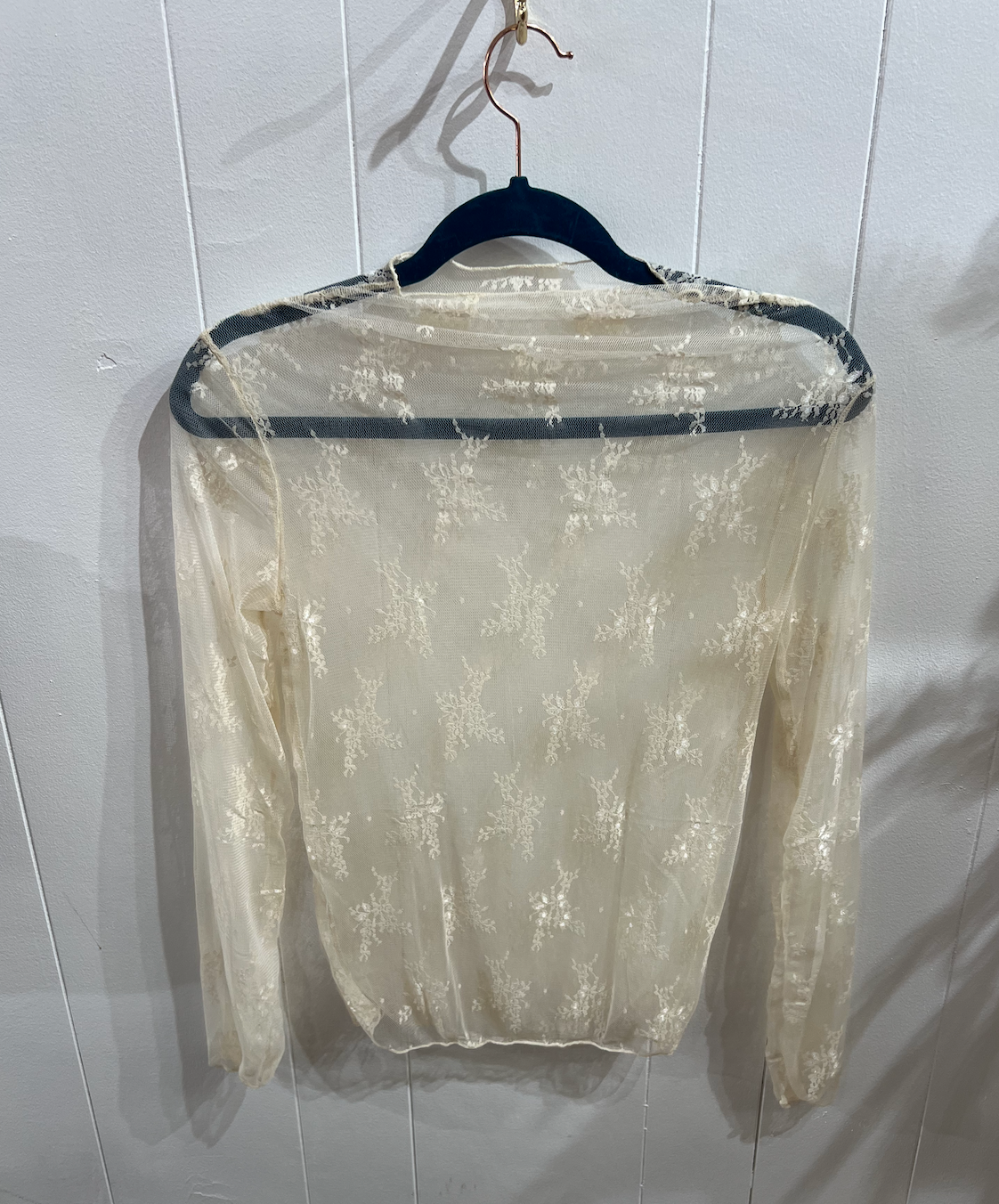 Ivory Long Sleeve Lace Layering Top