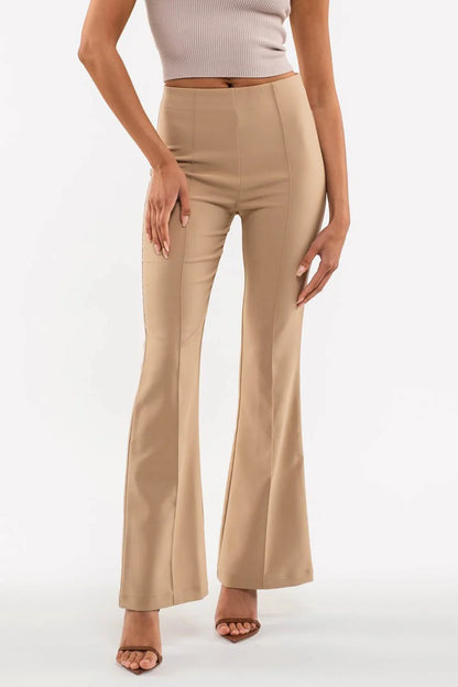 Khaki High Waist Flare Leggings