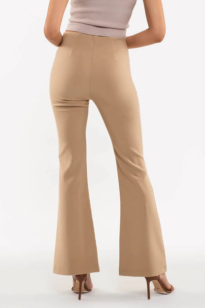 Khaki High Waist Flare Leggings