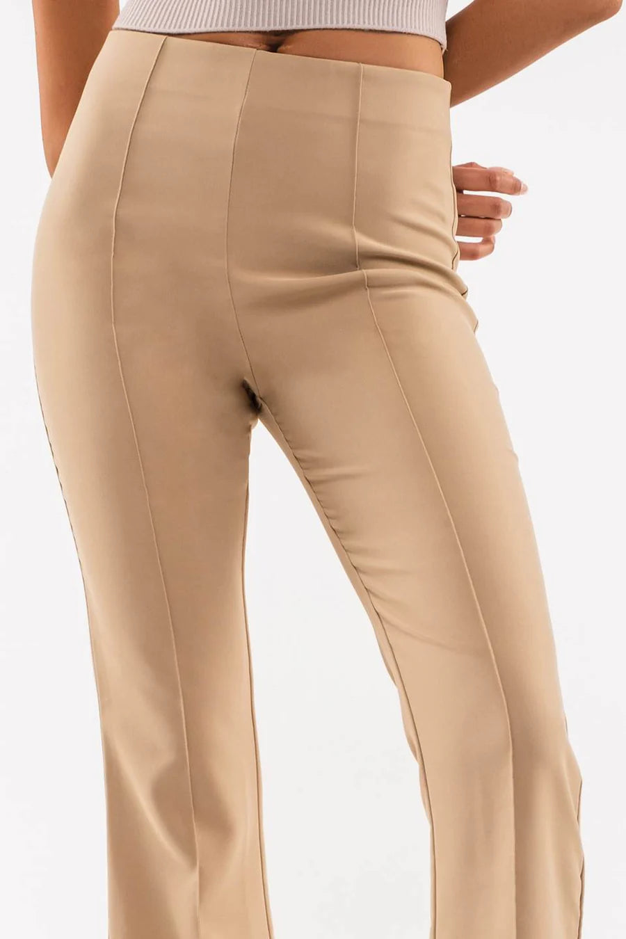 Khaki High Waist Flare Leggings