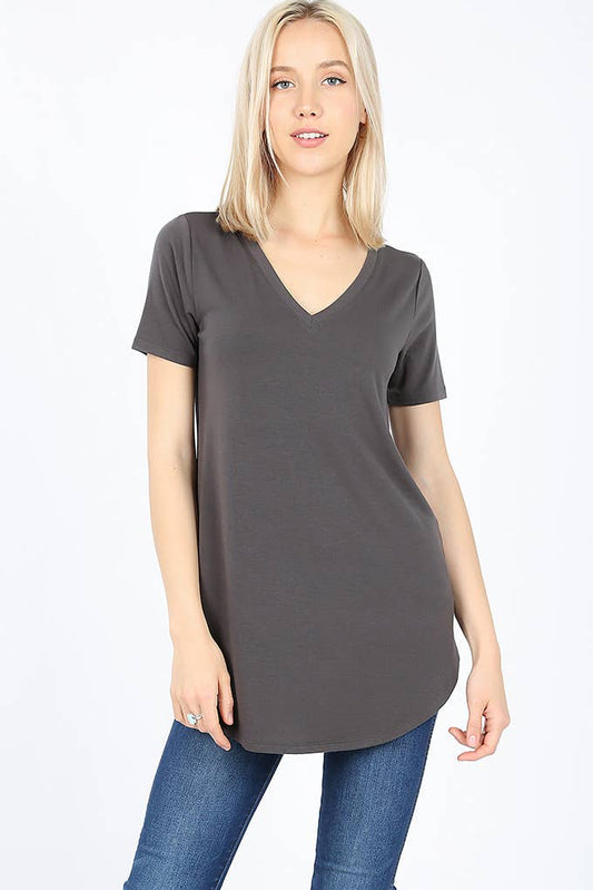 Ash Grey Short Sleeve V-Neck Soft Tee (Includes Plus!)