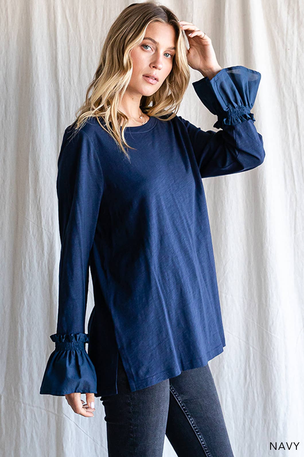 Navy Washed Cotton Tunic