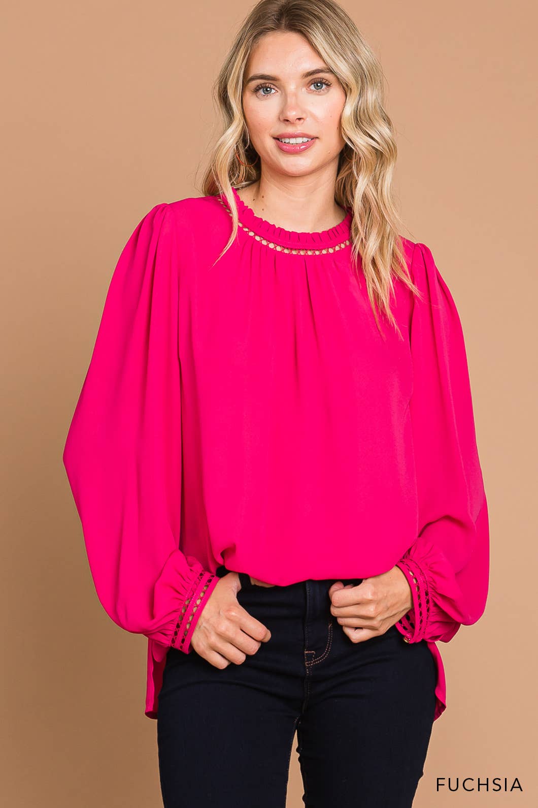 Fuchsia Soft Ladder Trim Detailed Top