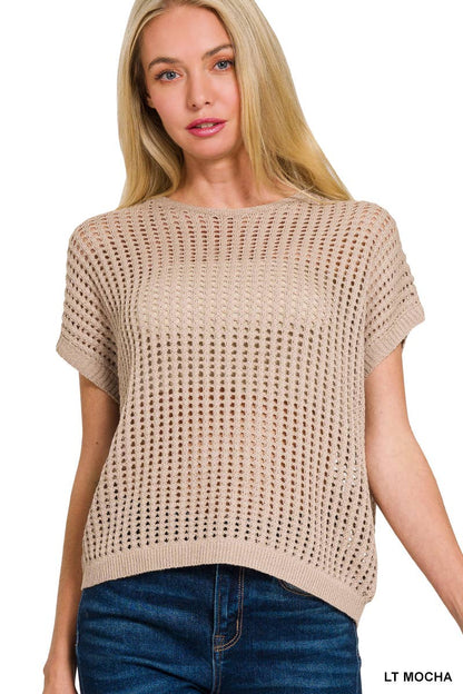 Crochet Knit Sheer Hollow Sweater (Available in 2 Colors!)