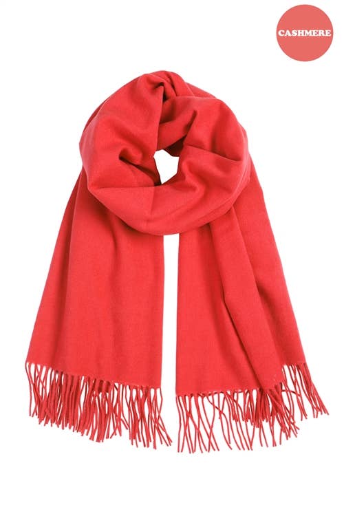 Red Cashmere Fringe Wrap Long Scarf