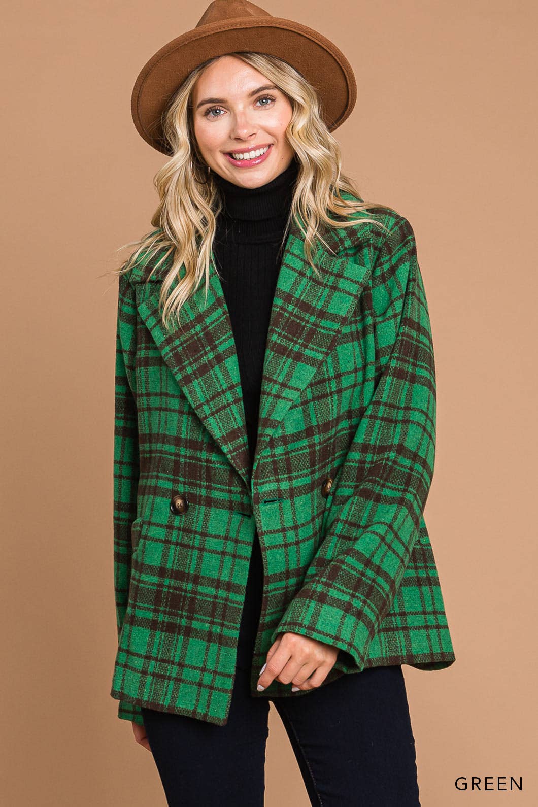 Green Plaid Warm & Cozy Fully Lined Coat