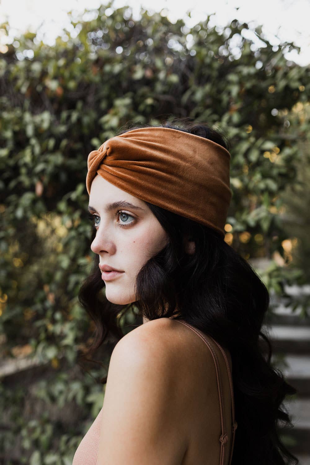 Super Soft Twisted Velvet Headbands: Chestnut