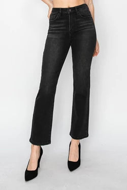 Black High Rise Crop Straight Jeans (Plus Exclusive!) - Risen Jeans