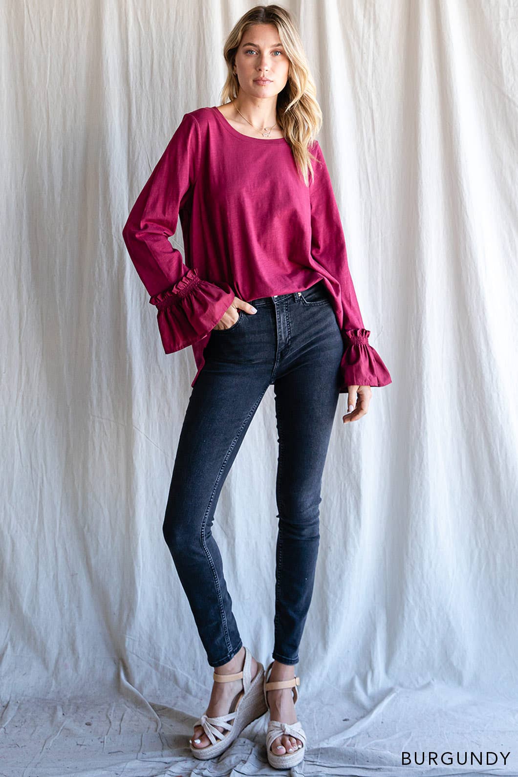 Burgundy Washed Cotton Tunic