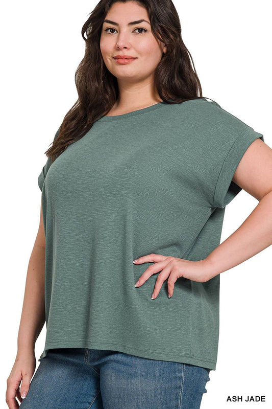 Cotton Modal Slub Rolled Sleeve Tee (Plus Size Exclusive!) Available in 3 Colors!