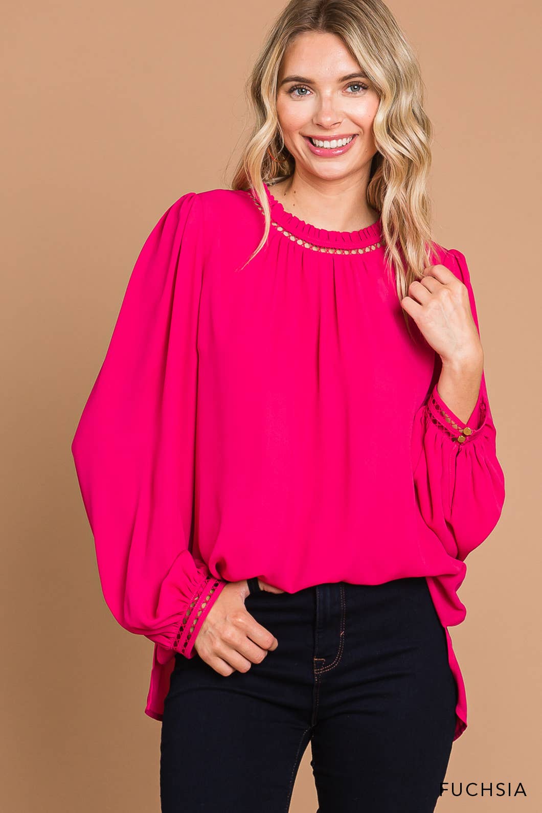 Fuchsia Soft Ladder Trim Detailed Top