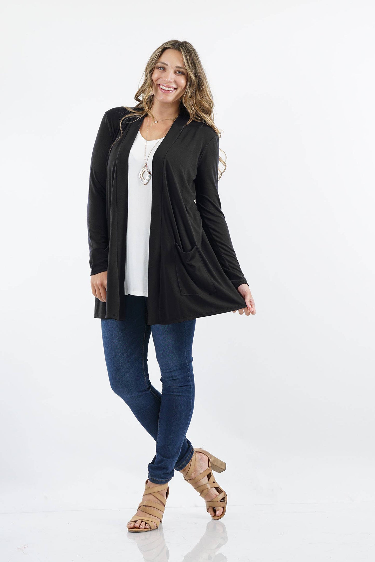 Black Slouchy Pocket Open Cardigan (Plus Size Exclusive)