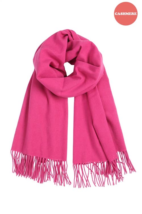 Fuchsia Cashmere Fringe Wrap Long Scarf