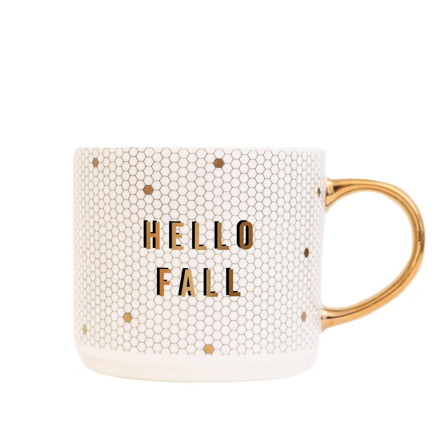 Hello Fall Gold Tile Coffee Mug