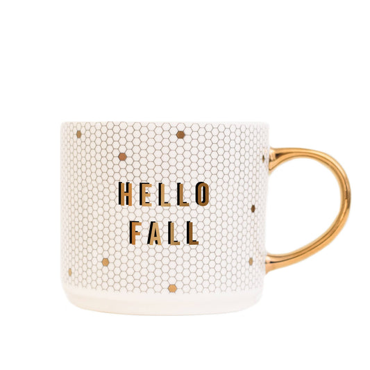 Hello Fall Gold Tile Coffee Mug