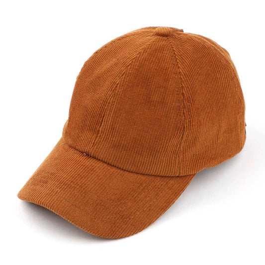 Camel Corduroy Criss-Cross Pony Cap