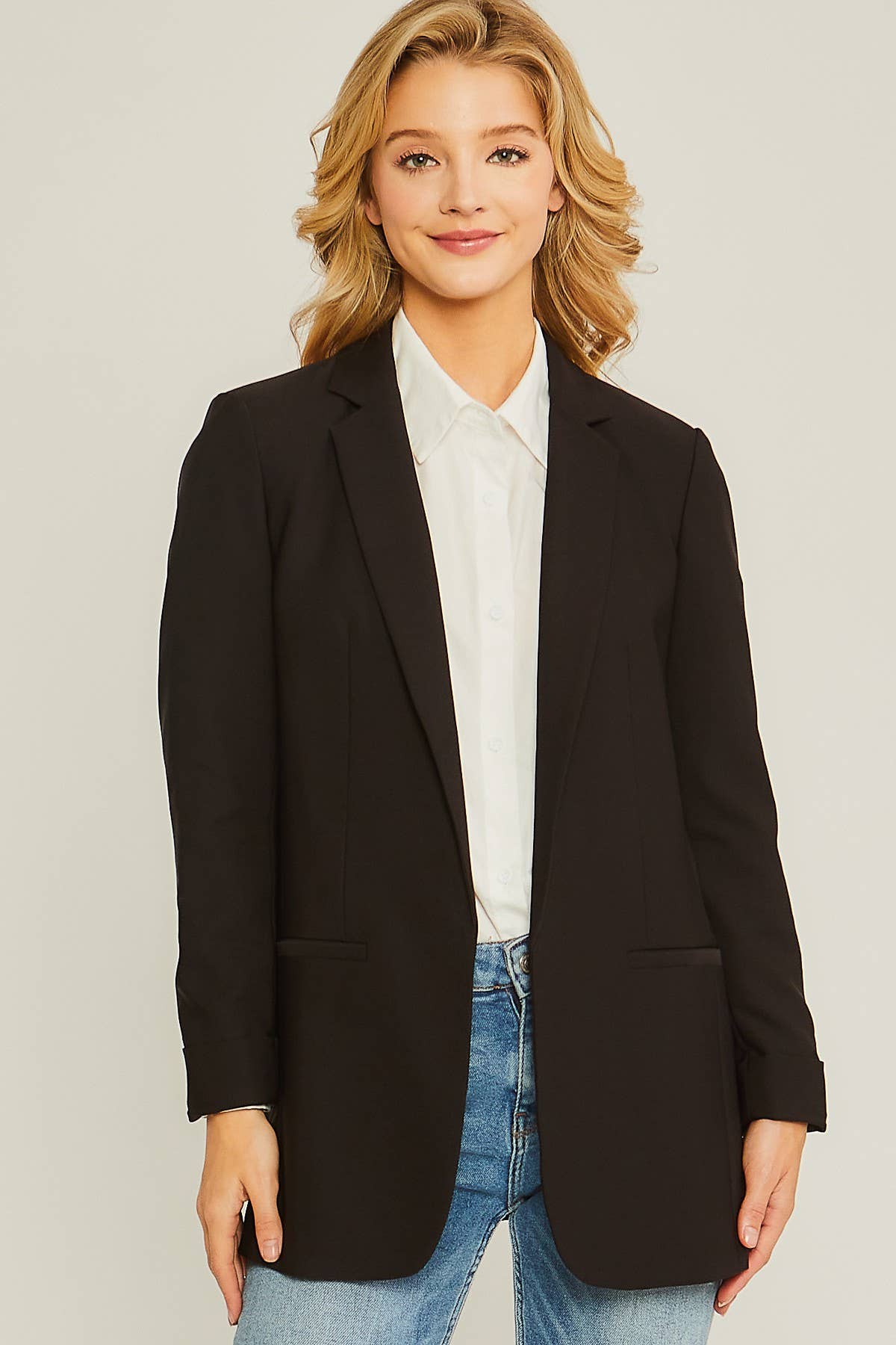 Black Woven Classic Stretch Blazer