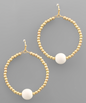 Gold Seed Bead and Clay Bead Circle Earrings (Available in 5 Colors)