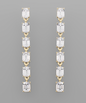 Gold Crystal Baguette Linear Drop Earring