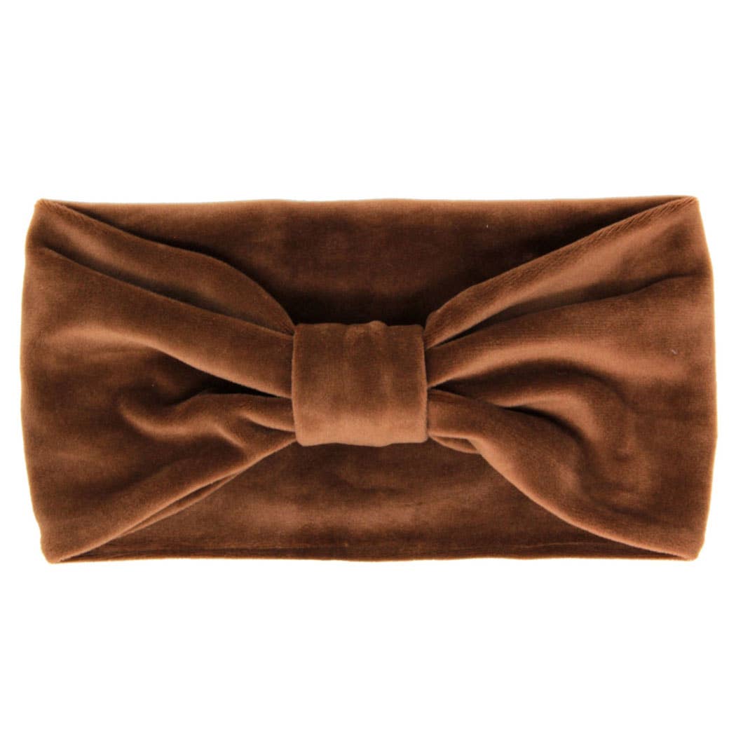 Brown Velvet Knotted Solid Headband